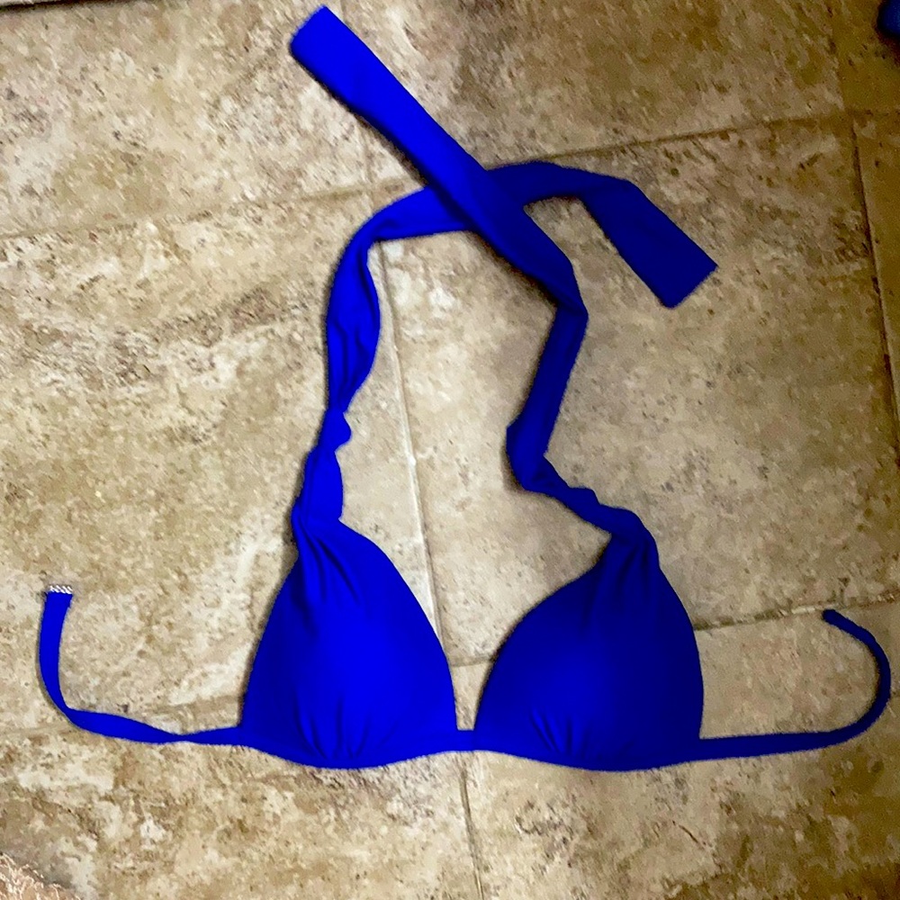 Blue Gianni Bini Striped Halter Bikini Top size M